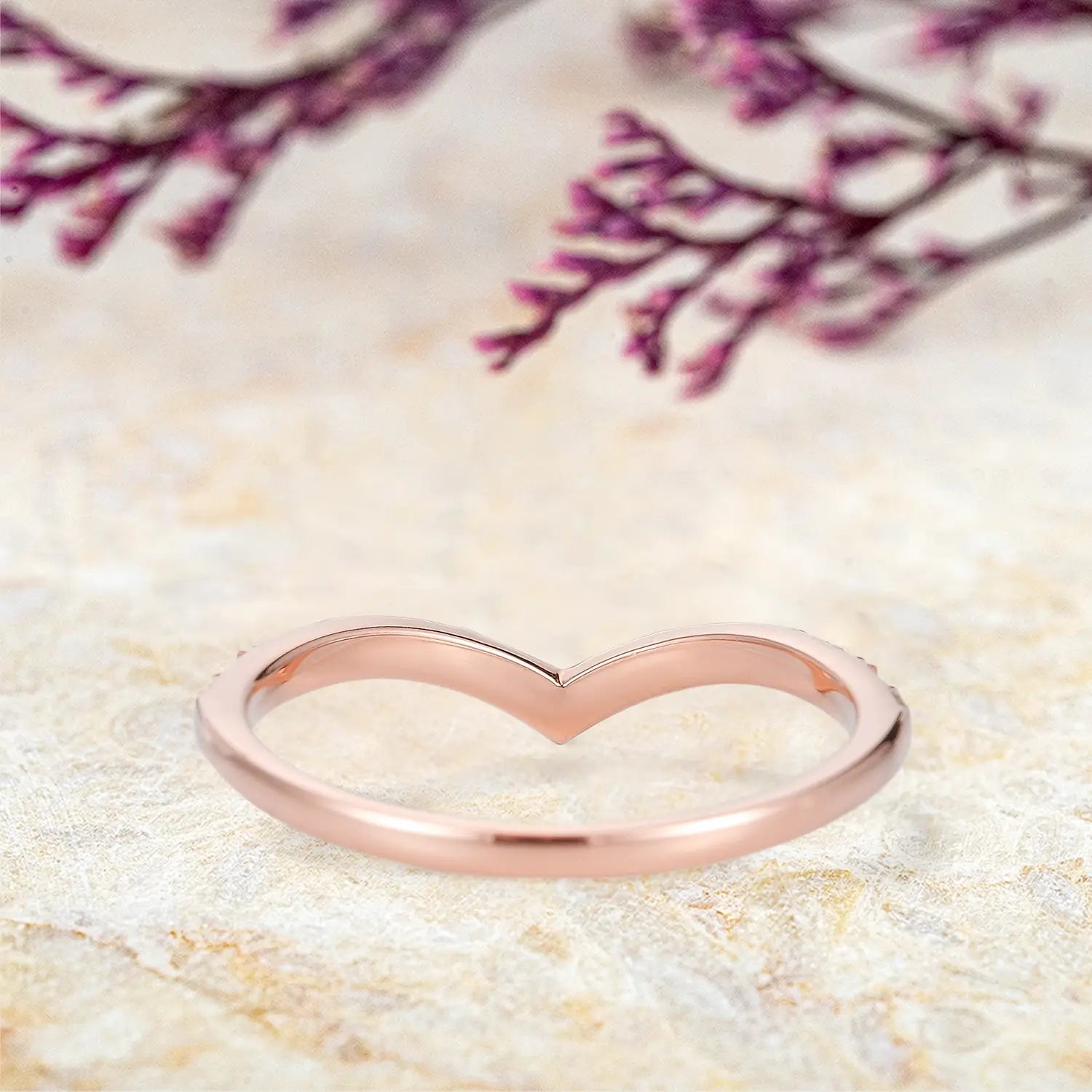 Golden Moonlight Moissanite Stacking Band – Celestial Inspired Wedding Band | orleone