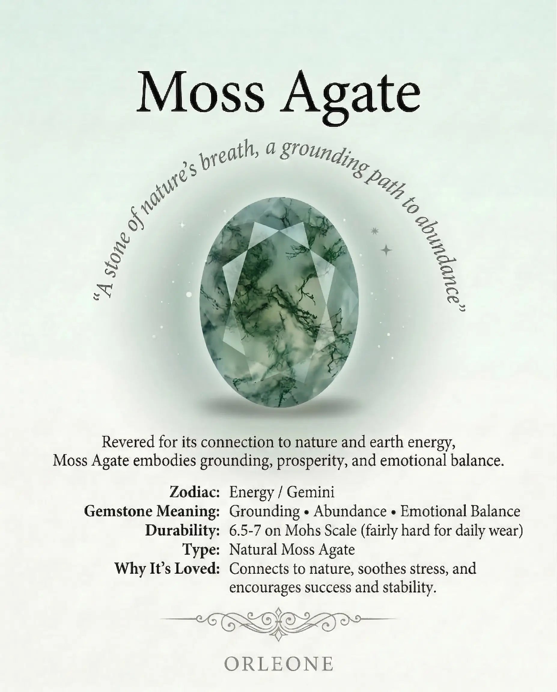 oval cut moss agate natural gemstone orleone jewelry knowledge