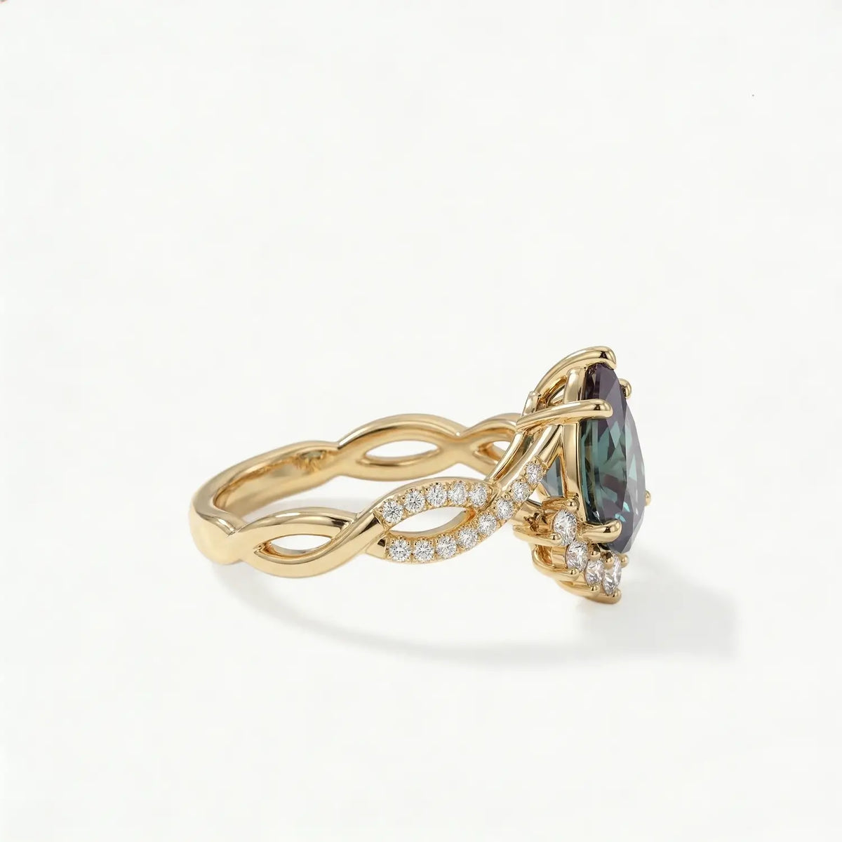 pear alexandrite ring for women elegant custom engagement ring