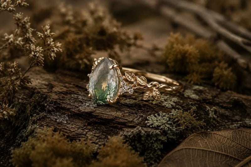 Pear Moss Agate Rings