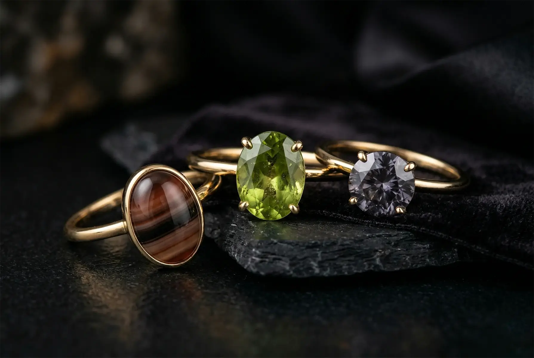 August birthstone perodot spinel