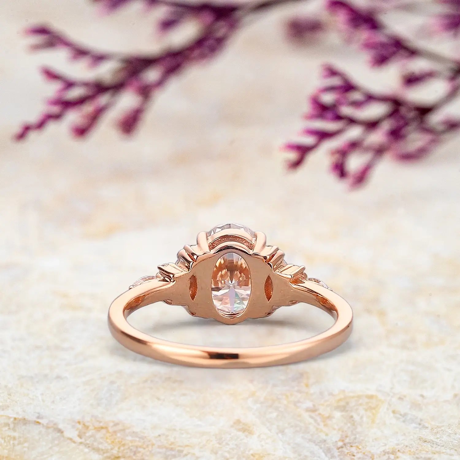 Art Deco Oval Moissanite Cluster Ring Custom Gold Rings for women gift orleone