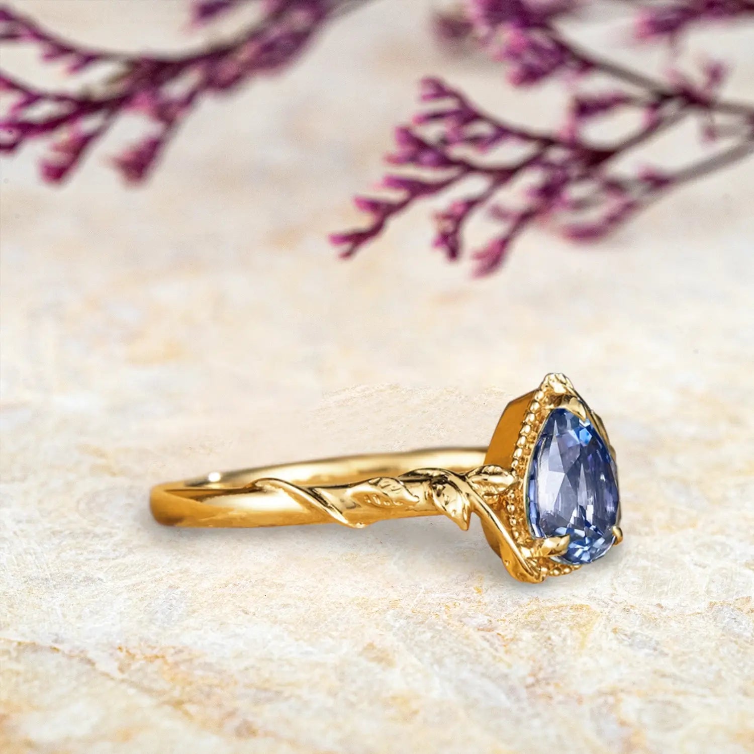 Nature-Inspired Pear Alexandrite Engagement Rings For Ladies anniversary Ring