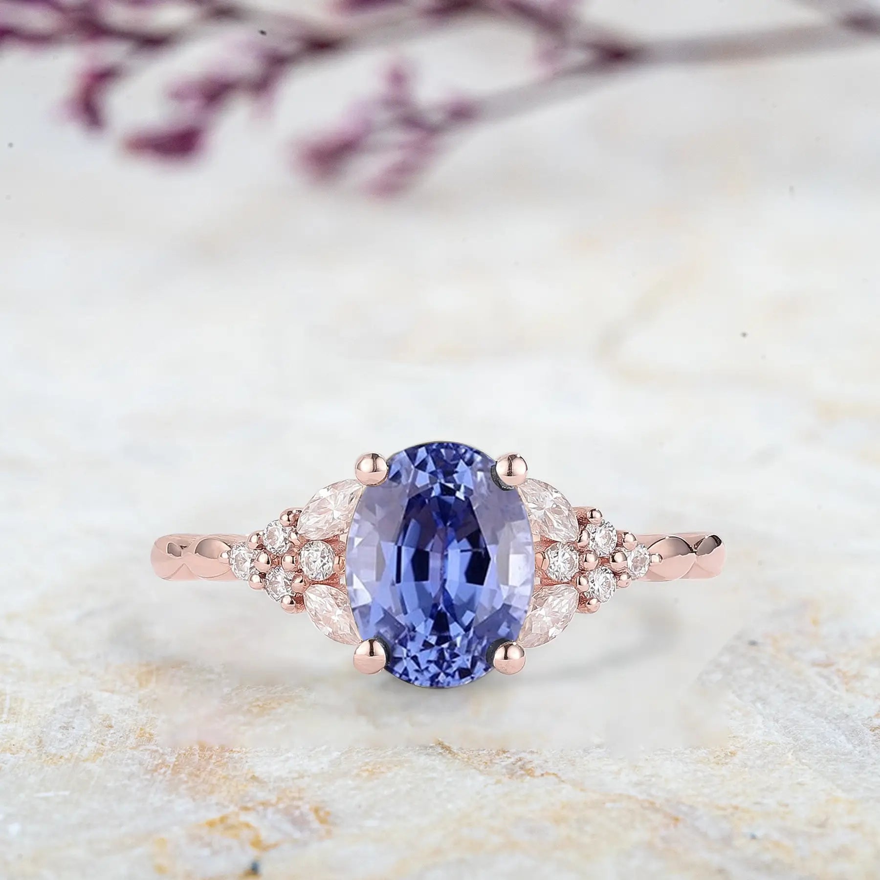 Oval Lab Sapphire Twisted Engagement Ring – September Birthstone orleone