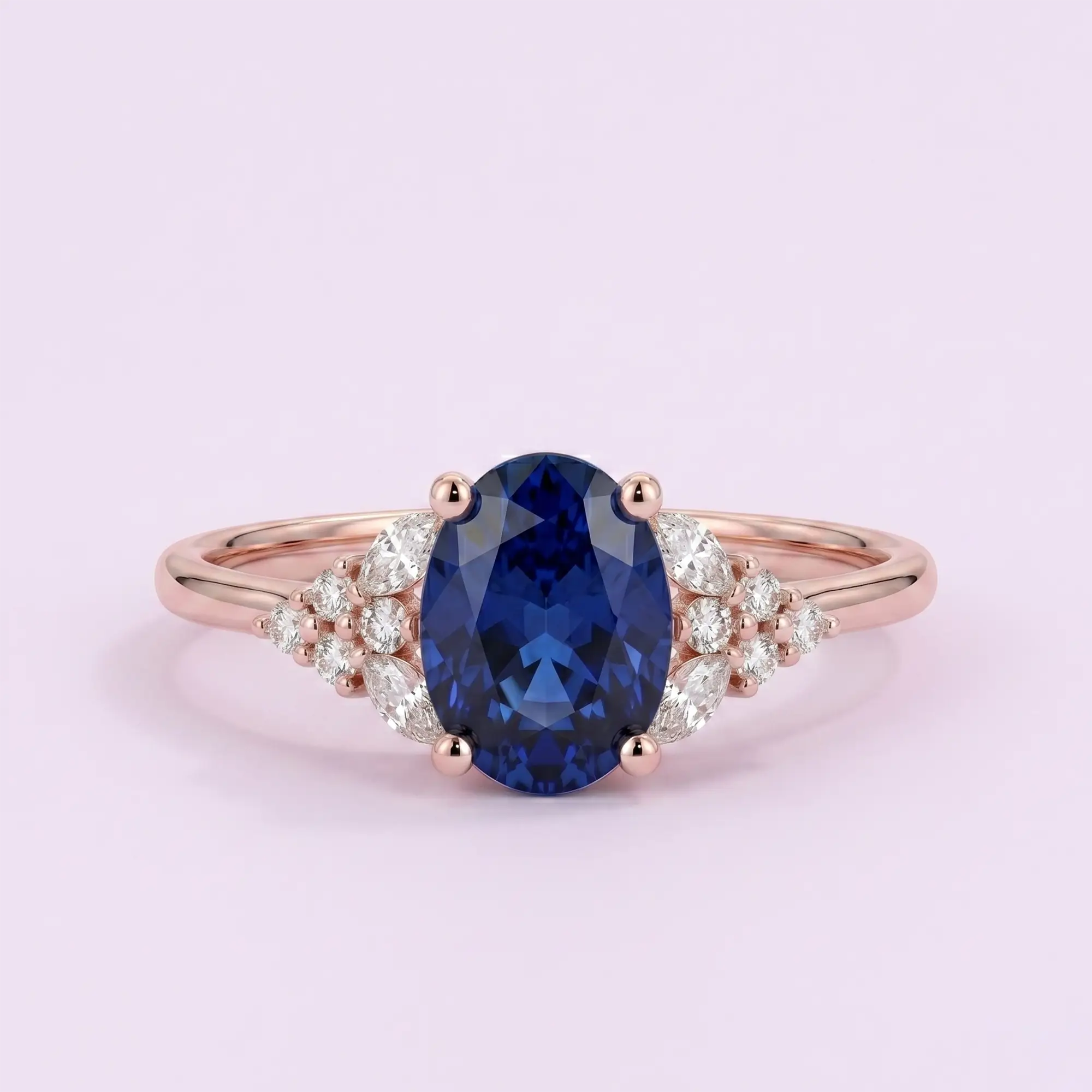 Oval Lab Sapphire Twisted Engagement Ring – September Birthstone orleone