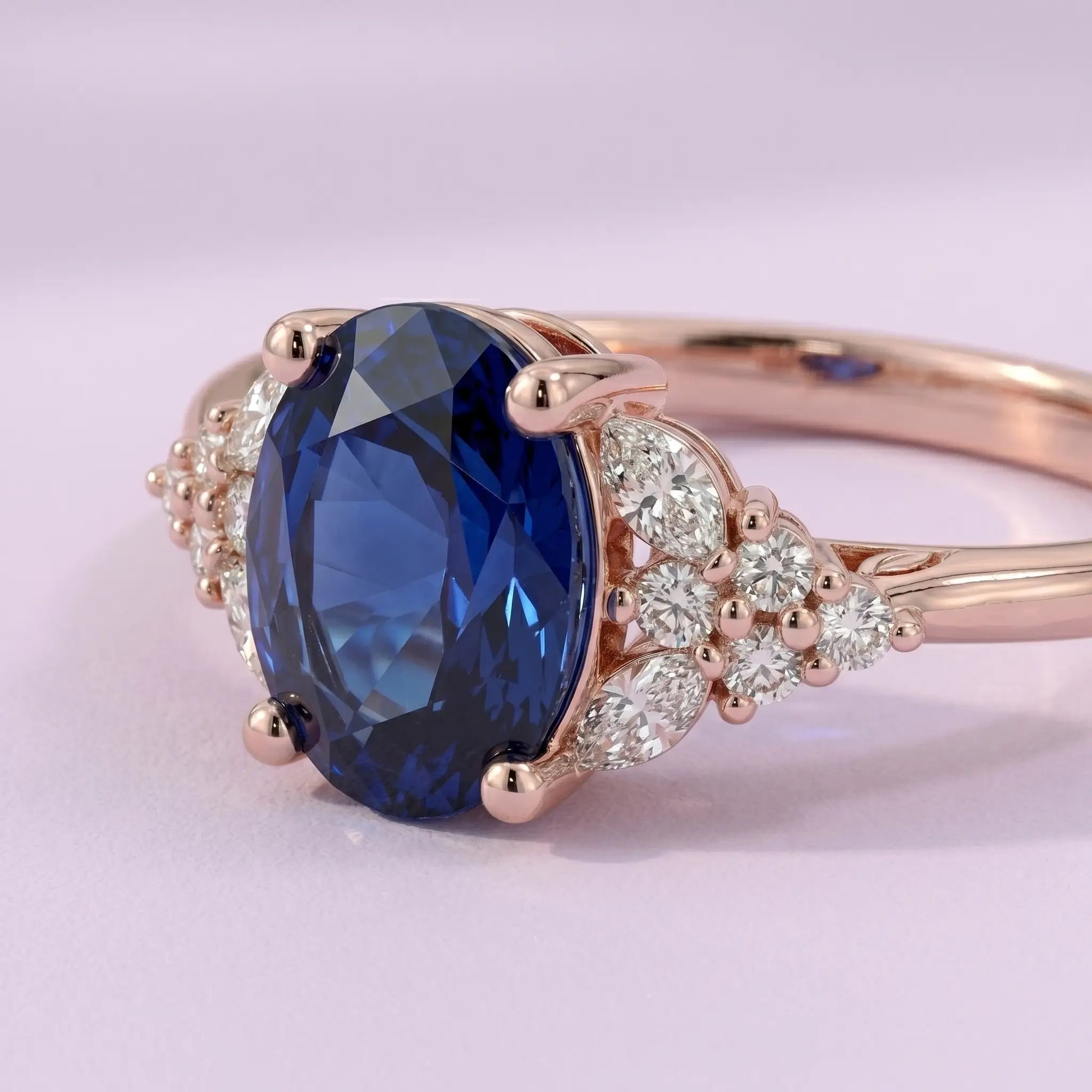 custom rose gold Oval Lab Sapphire Twisted Engagement Ring – September Birthstone orleone