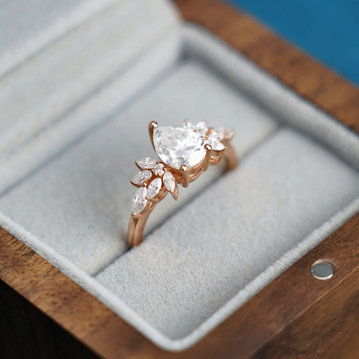 Elegant Pear Moissanite Engagement Rings – Delicate Petal Ring