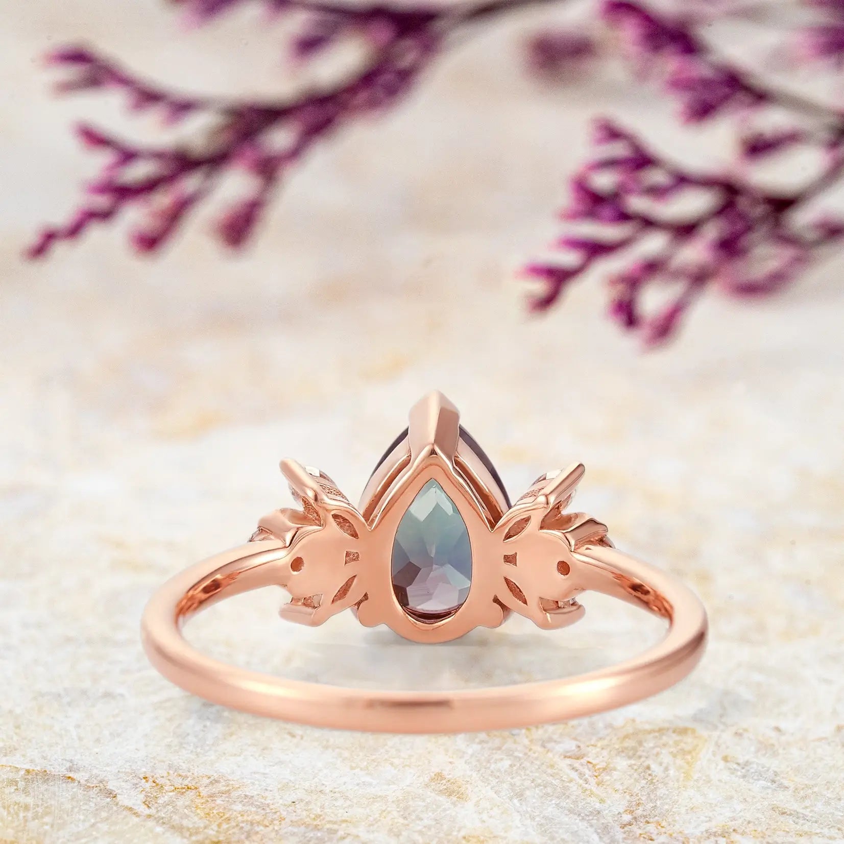 Celestia – Alexandrite and Moissanite Cluster Ring – June Birthstone | orleone