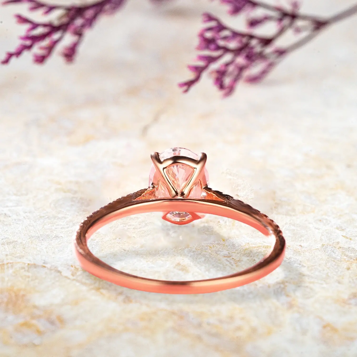 Serenity Glow Oval Lab Diamond Engagement Ring Minimalist Semi-Eternity Ring | ORLEONE