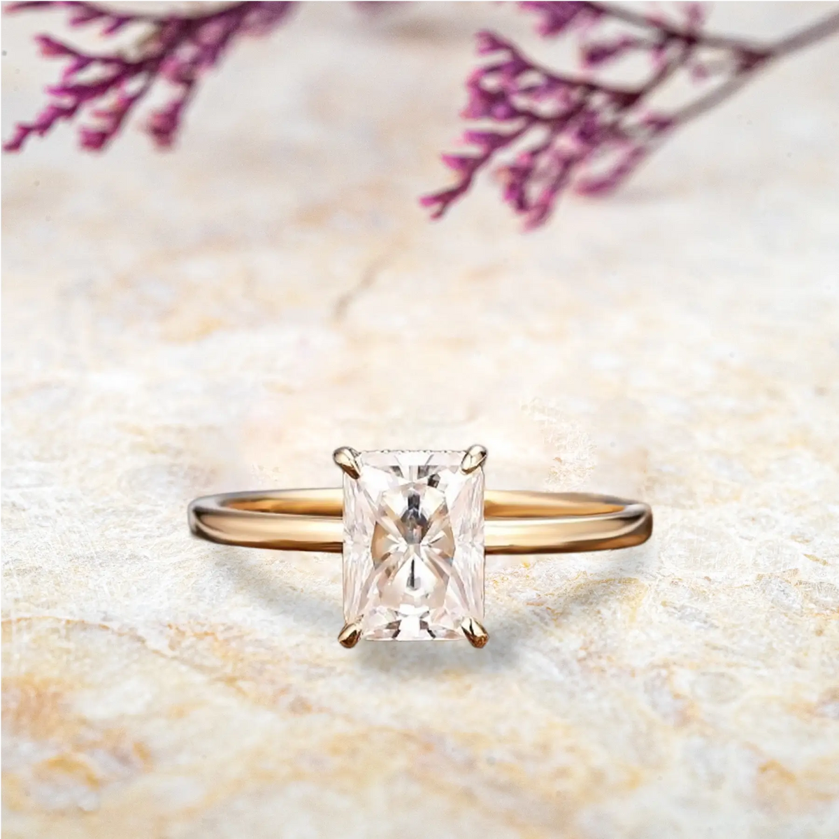 Celestia Emerald Cut – Hidden Halo Lab Diamond Engagement Ring