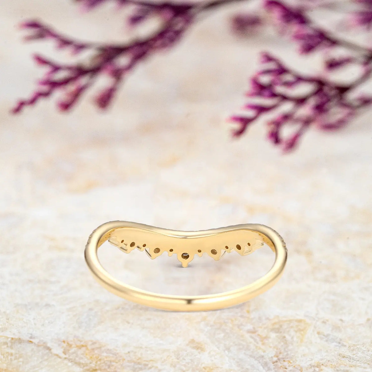 Salt and Pepper Diamond Chevron Wedding Band in 18k Gold Stackable Gold Matching Bands