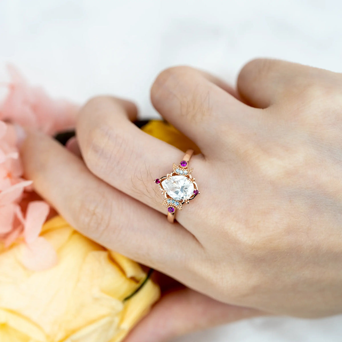 Vintage Moissanite Engagement Ring – Unique Pear Cut Design Anniversary Ring Jewelry For ladies