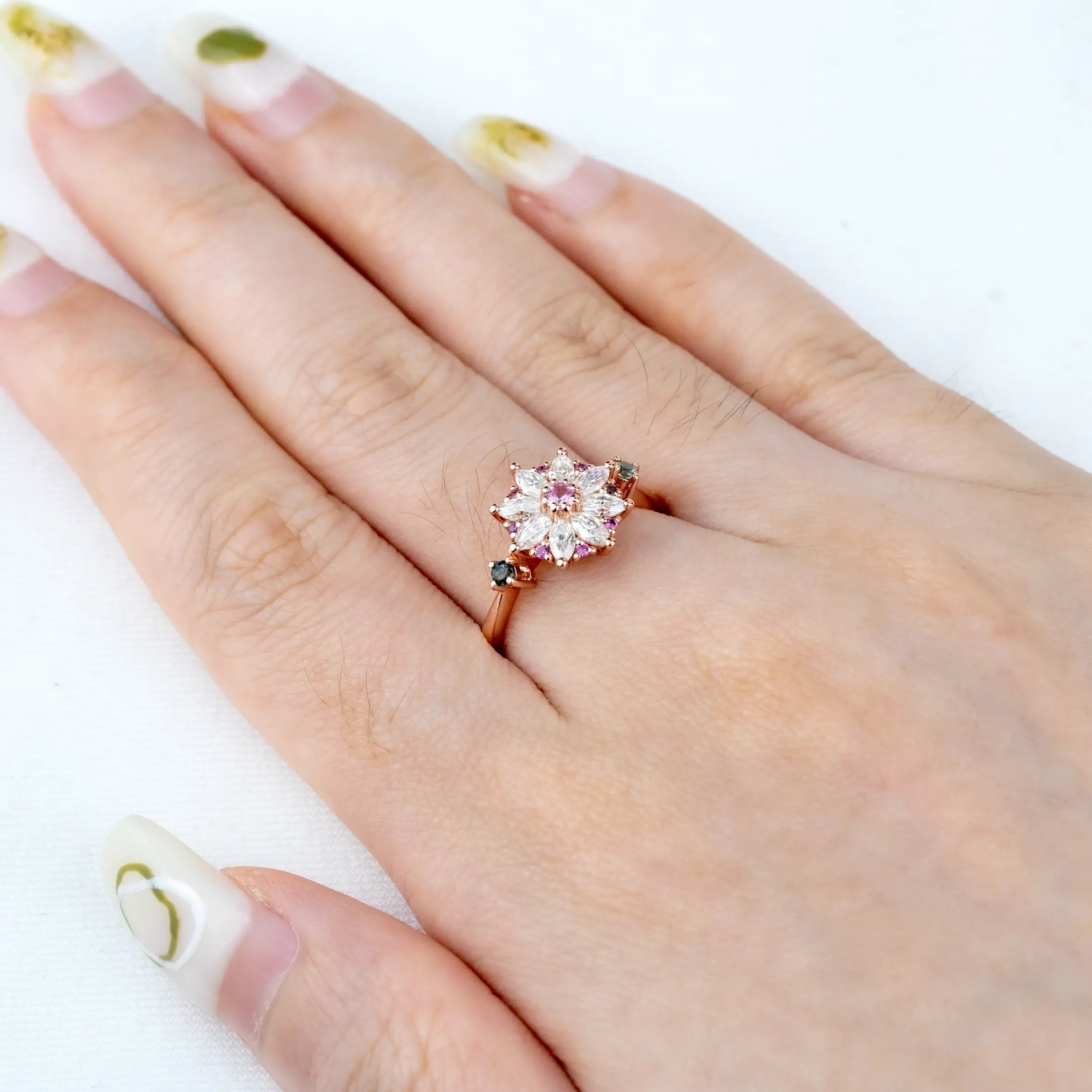 Petal Radiance - Flower Rings Custom Moissanite Gold Ring