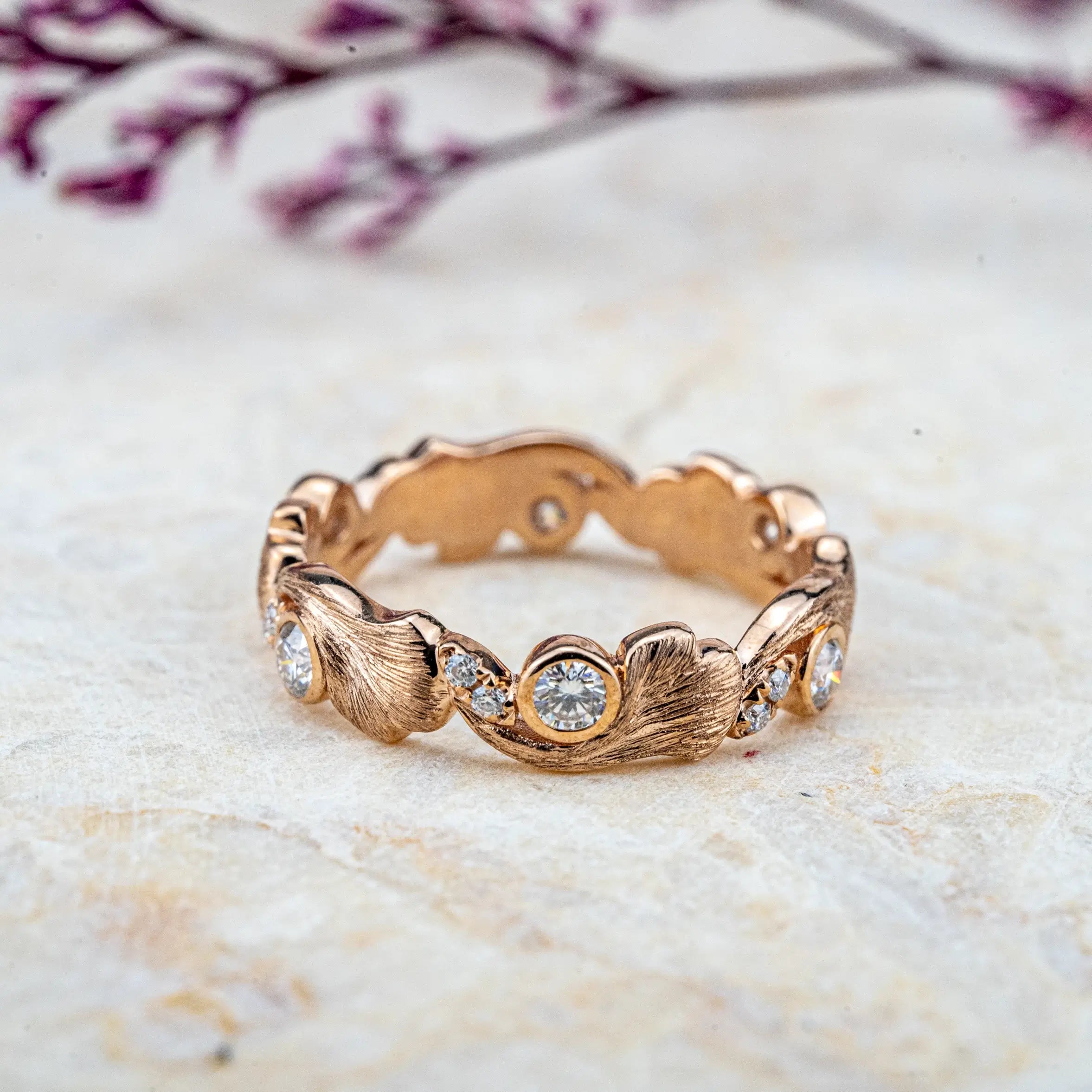 Ocean Whisper Wedding Band | Wave-Inspired Gold Band Nature Inspired Rings diamond wedding ring