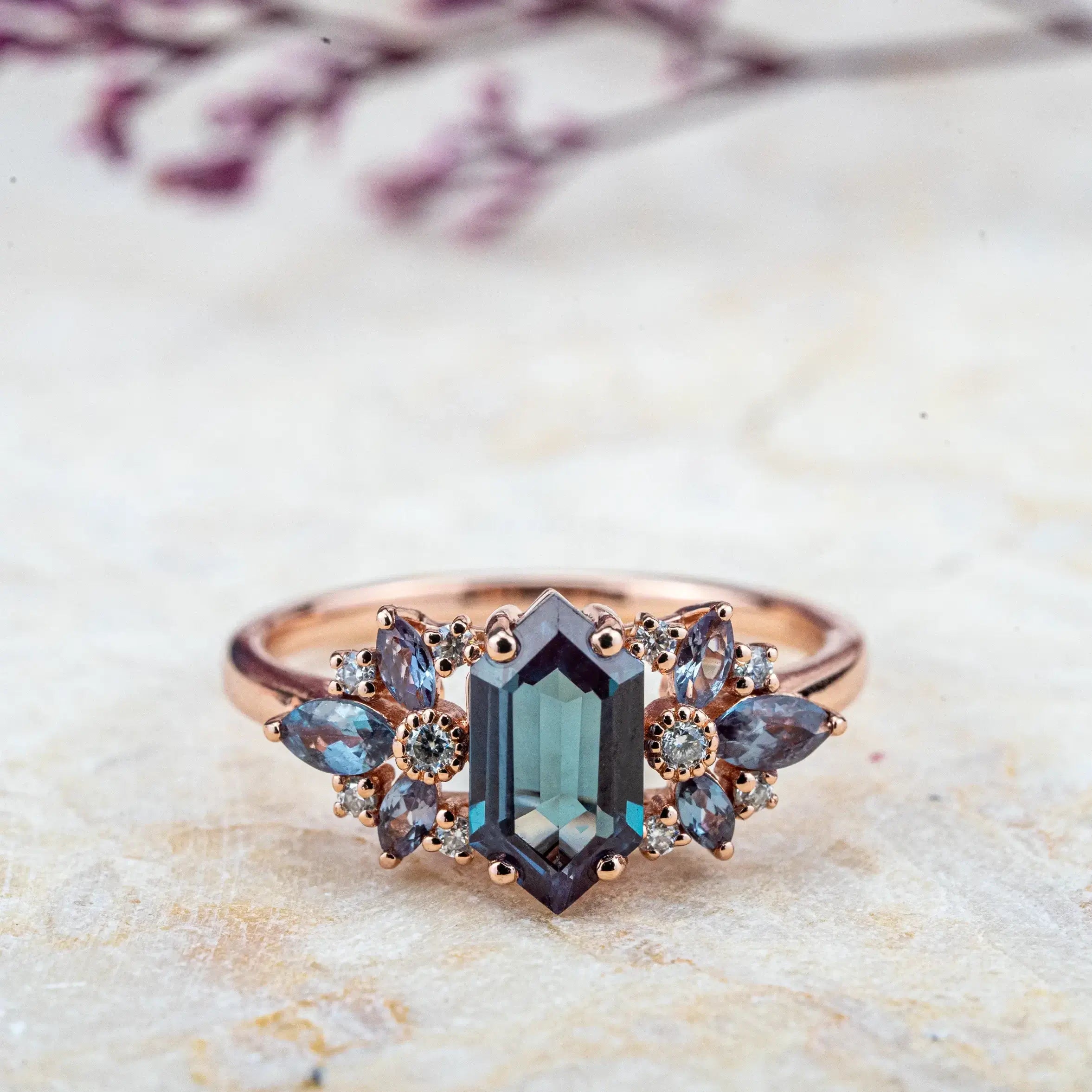 Alexandrite Art Ring | ORLEONE Custom June Birthstone Rings for women anniversary rings