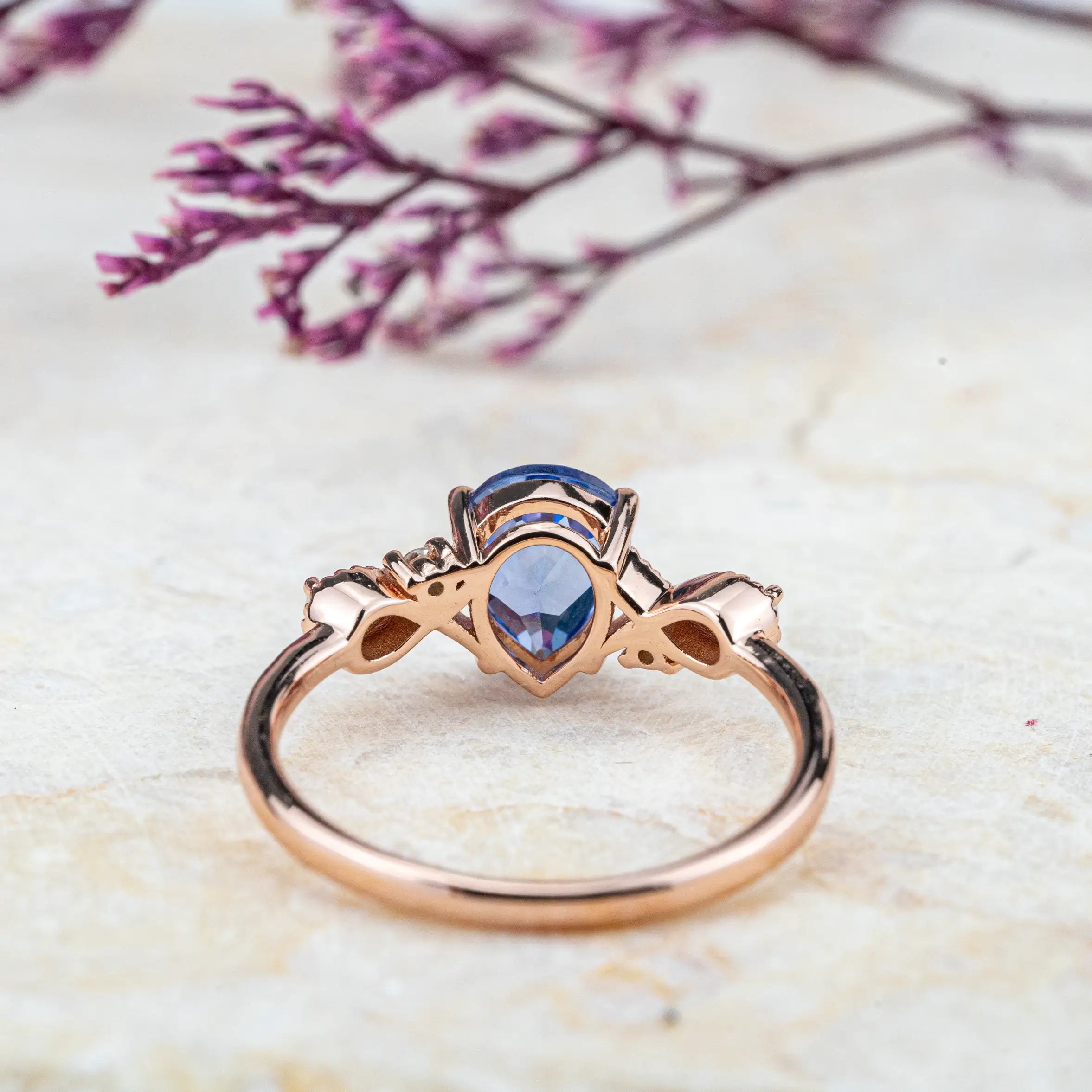 Pear Cut Sapphire Ring Vintage Elegance Engagement Rings Best Handmade Custom Gold Ring for Women September Birthstone Rings