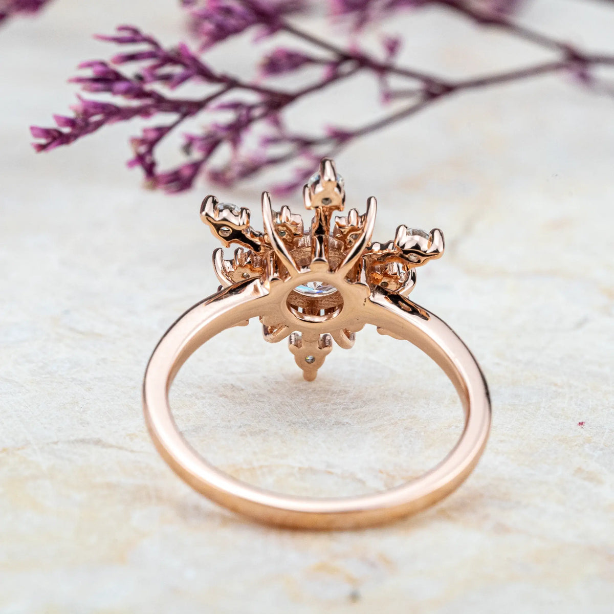 Eira Snowflake Moissanite Floral Ring | Winter-Inspired Christmas Gift