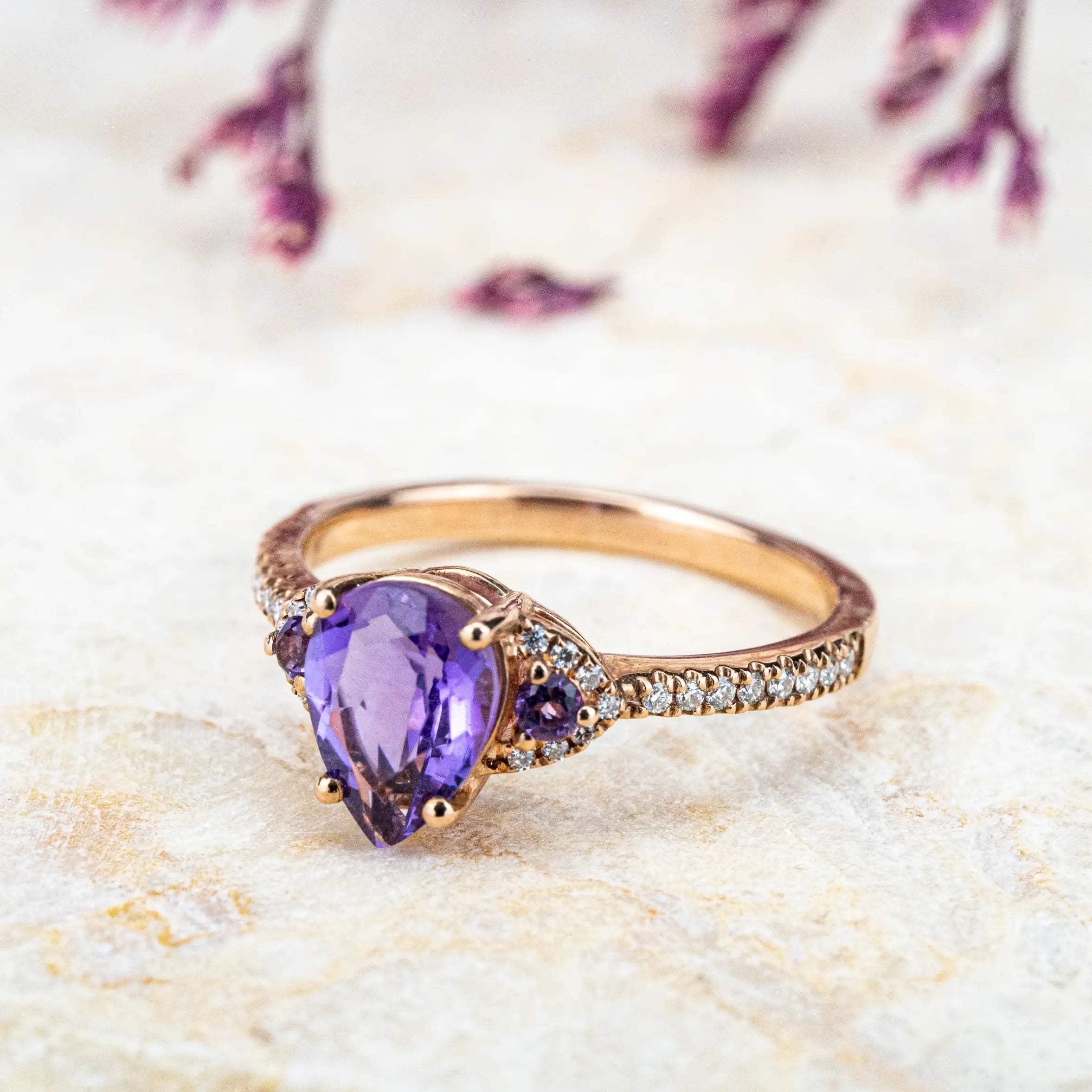 Amethyst Ring Vintage Engagement Rings handmade cusom rose gold ring for women gift orleone