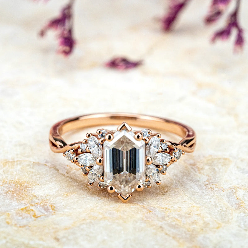Ardentia Hexagon Moissanite Flower Cluster Ring