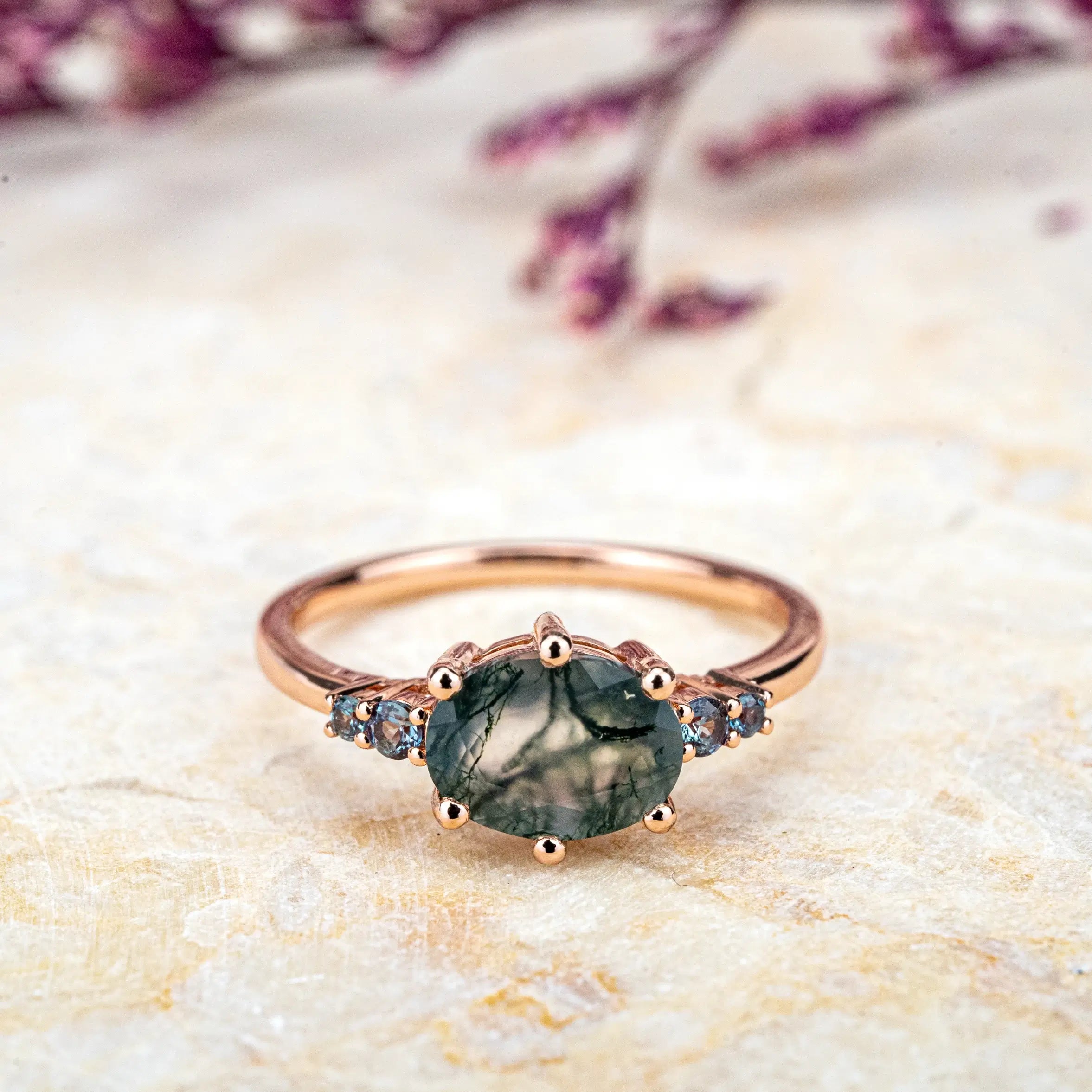 Moss Agate Taurus Engagement Ring – Spiritual Renewal Custom oval cut rings