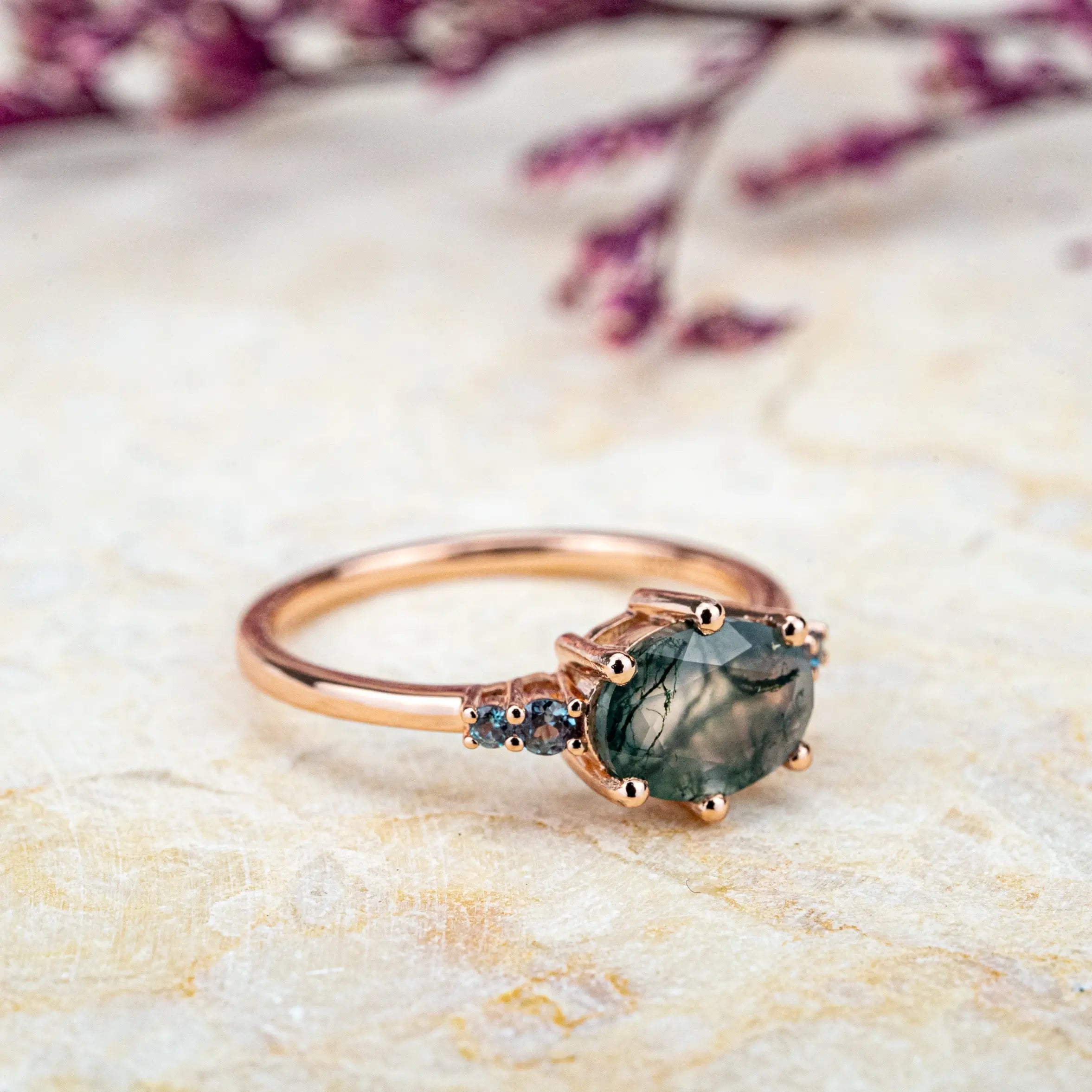 Moss Agate Taurus Engagement Ring – Spiritual Renewal Custom oval cut rings