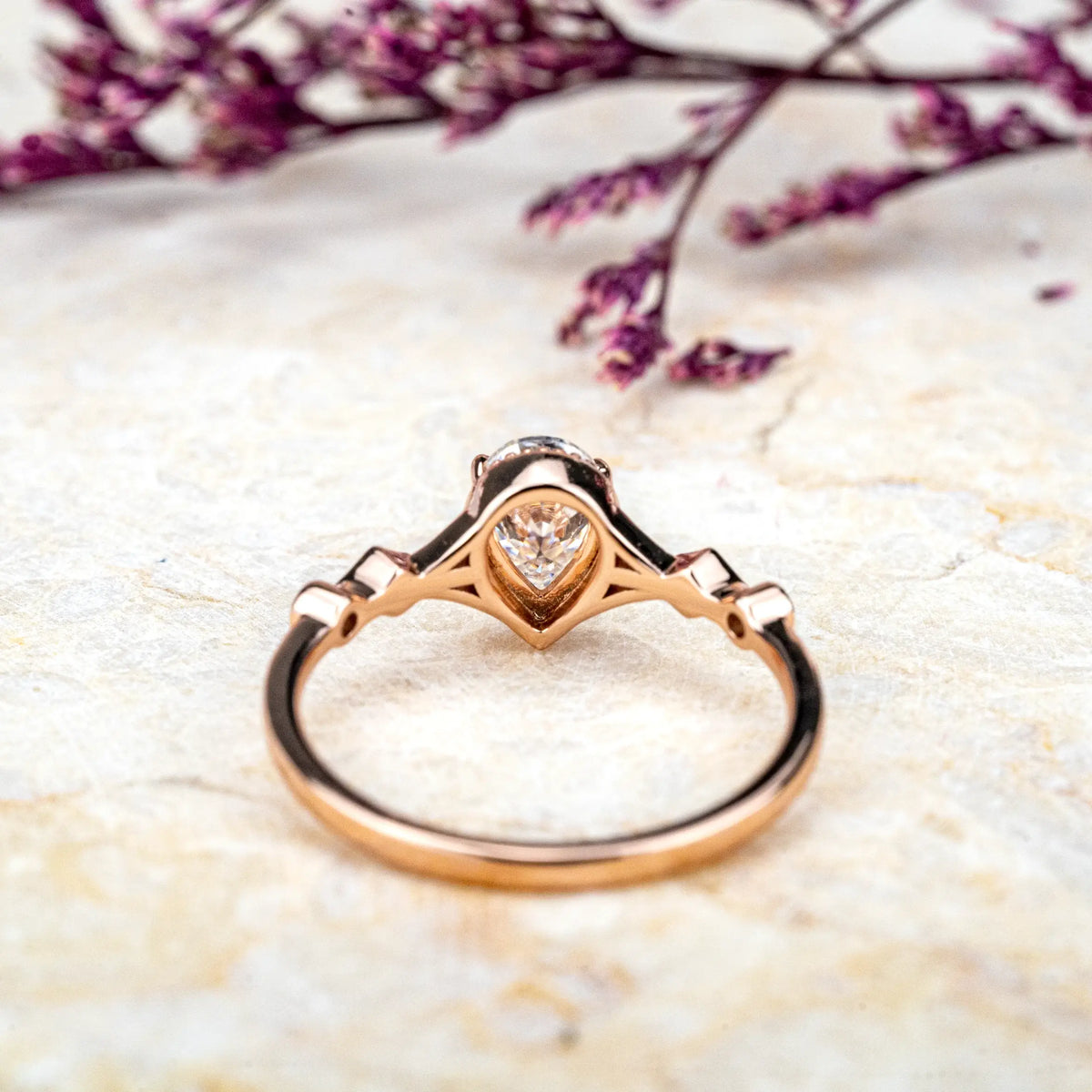 Aurelia – Custom Minimalist Pear-Cut Moissanite Engagement Rings