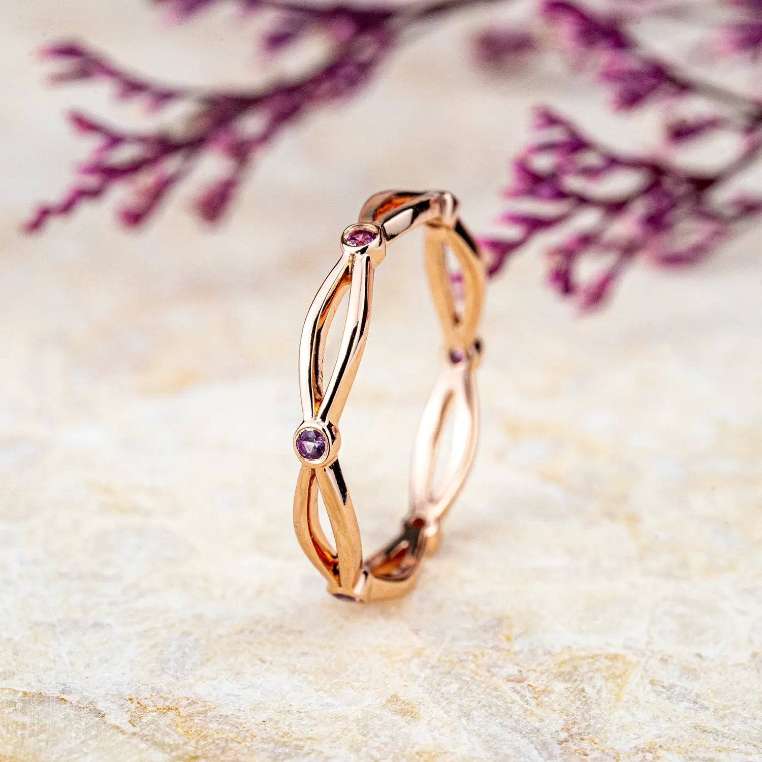 Amethyst Promise Rings– Delicate & Timeless Design Women Band