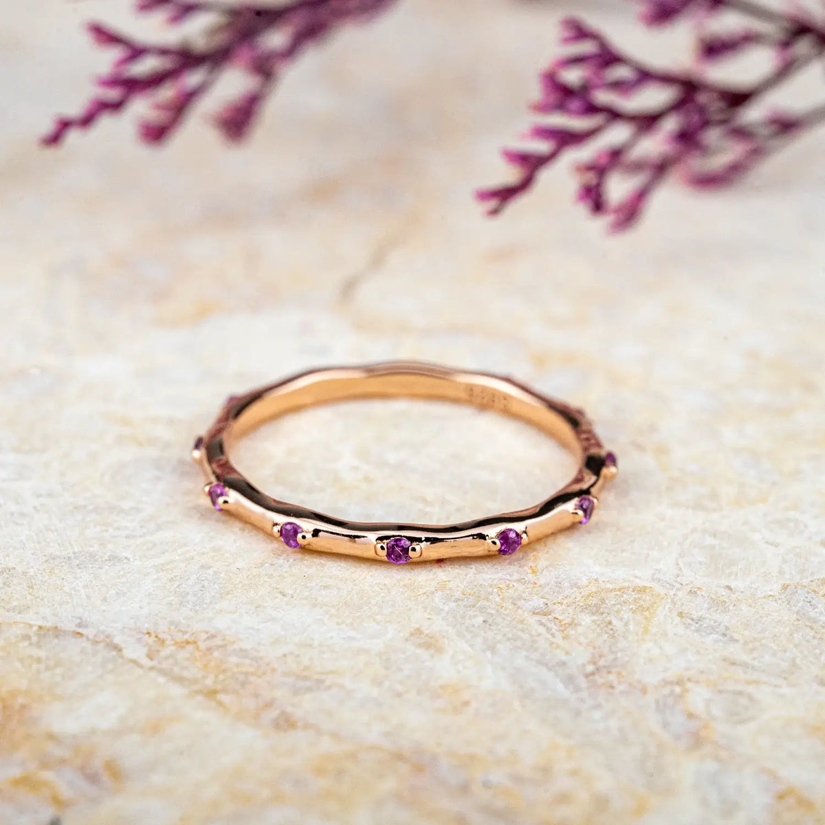 Vintage Amethyst Couple Bands –  Promise Anniversary Rings | orleone custom jewelry - women band