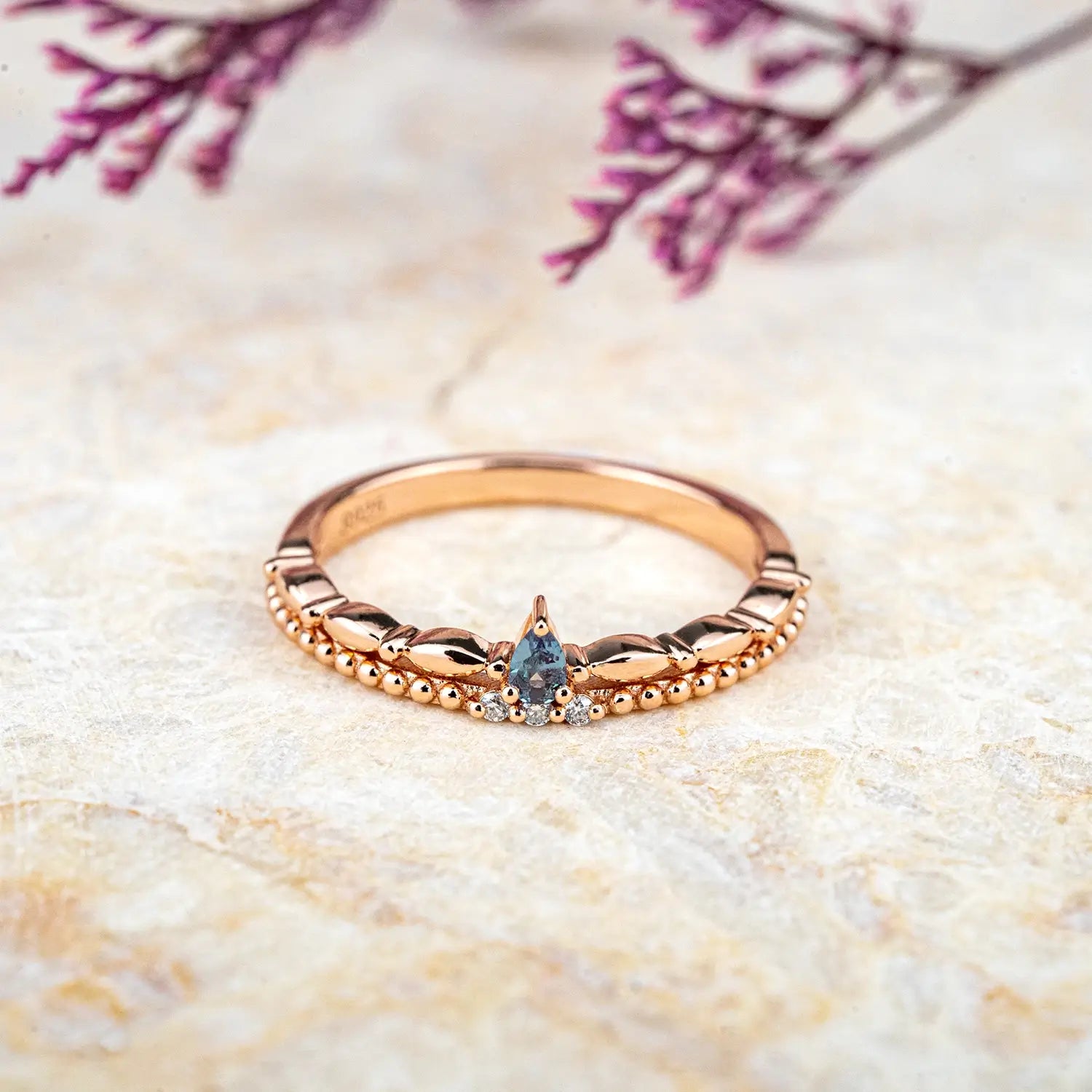 custom 18k rose gold ring women solo bands | orleone