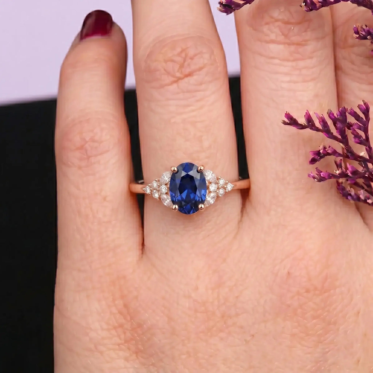 custom rose gold Oval Lab Sapphire Twisted Engagement Ring – September Birthstone orleone