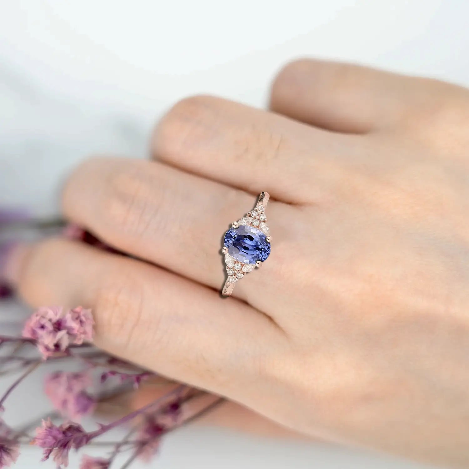 custom rose gold Oval Lab Sapphire Twisted Engagement Ring – September Birthstone orleone