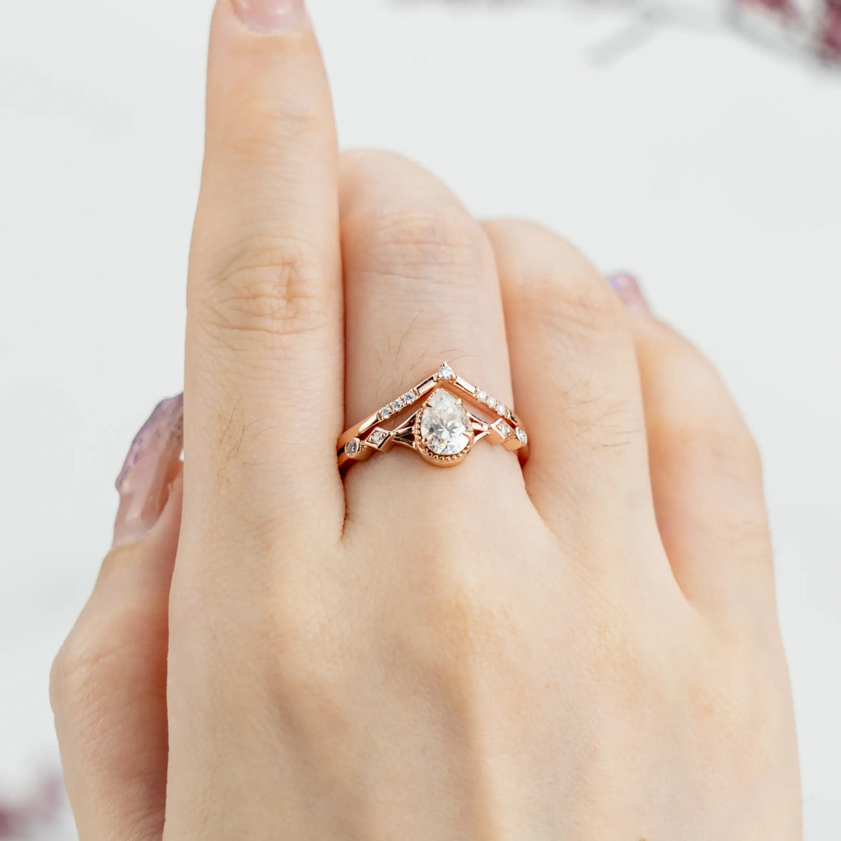 Anillo Etéreo - Conjuntos de Anillos de Propuesta Minimalistas de Moissanita Joyería de Promesa
