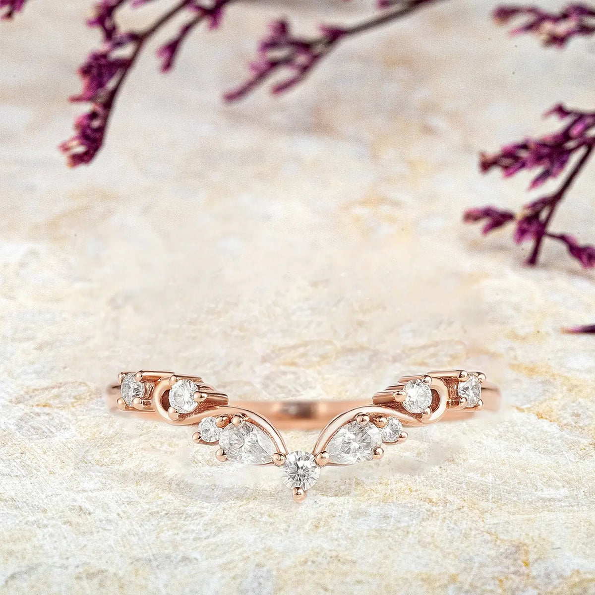 Mirela Moissanite Wedding Band – Vintage Twisted Matching Bands | Wedding ring matching