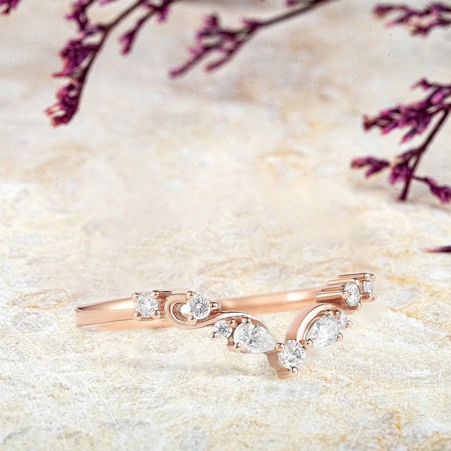 Mirela Moissanite Wedding Band – Vintage Twisted Matching Bands | Wedding ring matching