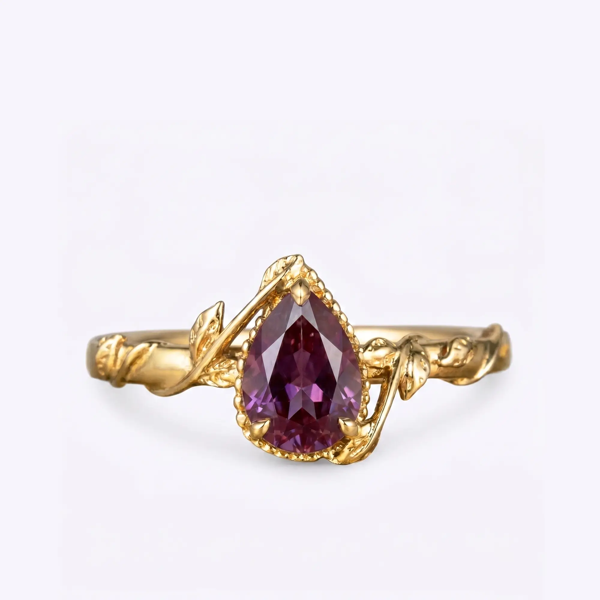 Nature-Inspired Pear Alexandrite Engagement Rings For Ladies promise jewelry