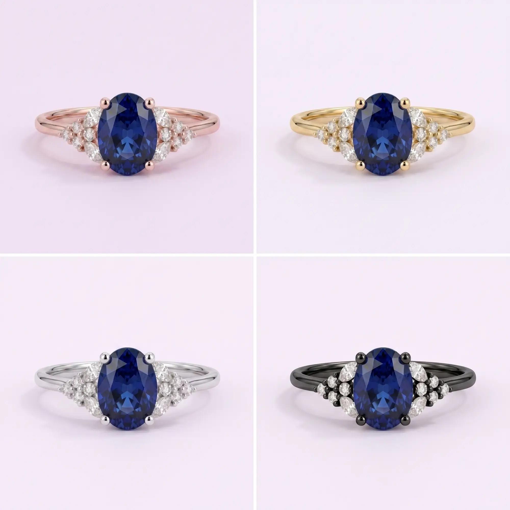 Oval Lab Sapphire Twisted Engagement Ring – September Birthstone