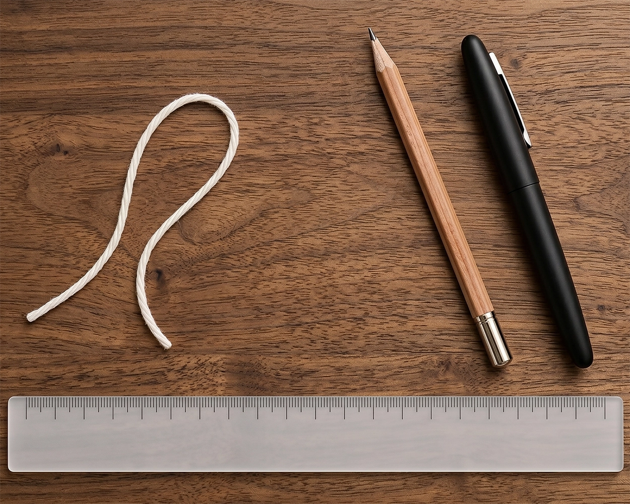 Measuring finger circumference with string and ruler