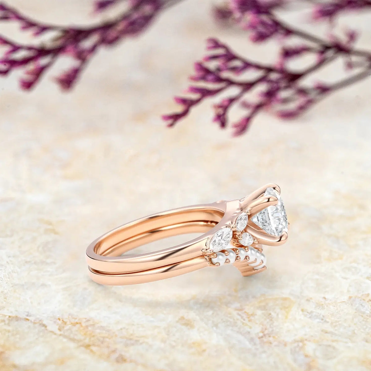 orleone handmade moissanite and pearl engagement ring for women promise anniversary gift