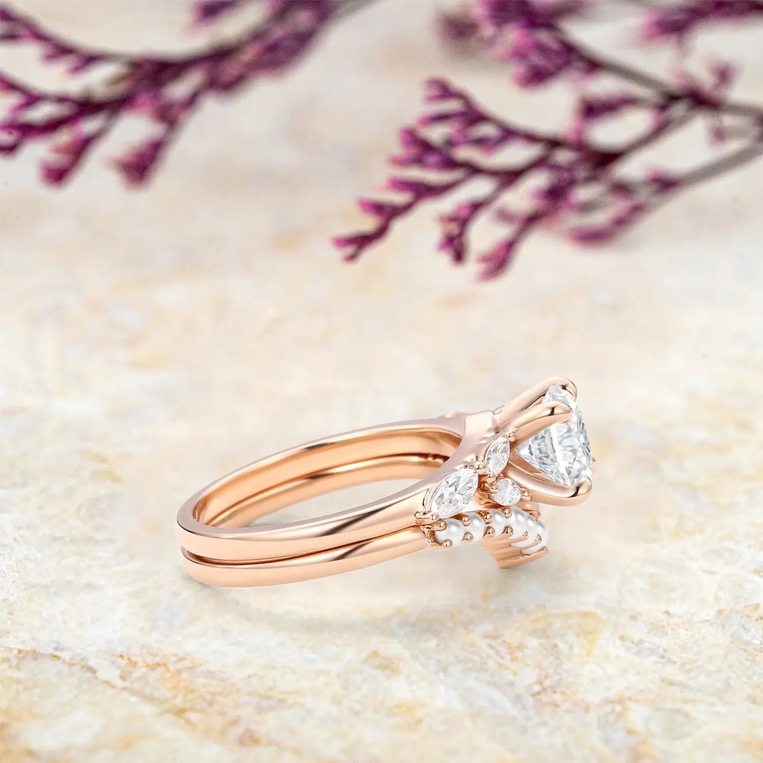 orleone handmade moissanite and pearl engagement ring for women promise anniversary gift