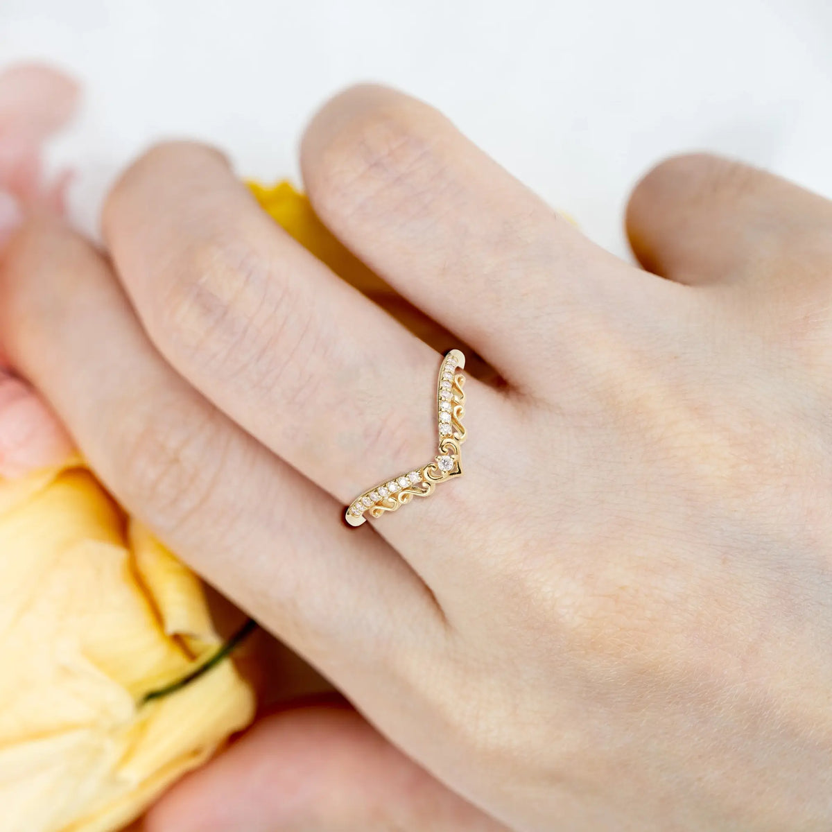 Regal Heart Moissanite Chevron Wedding Band – Vintage Half Eternity Ring for ladies gift