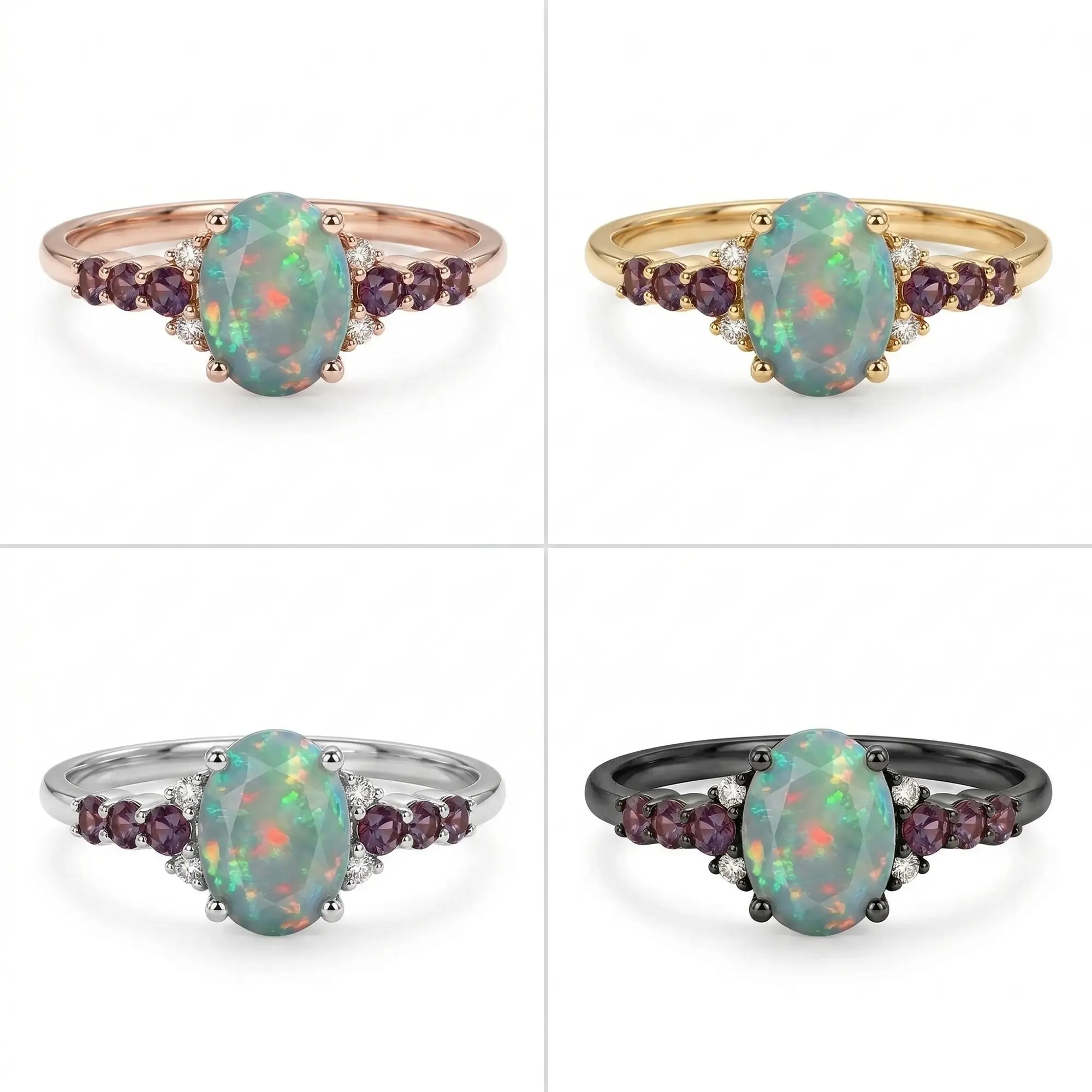 opal engagement ring oval cut cluster ring with multistone accents for her