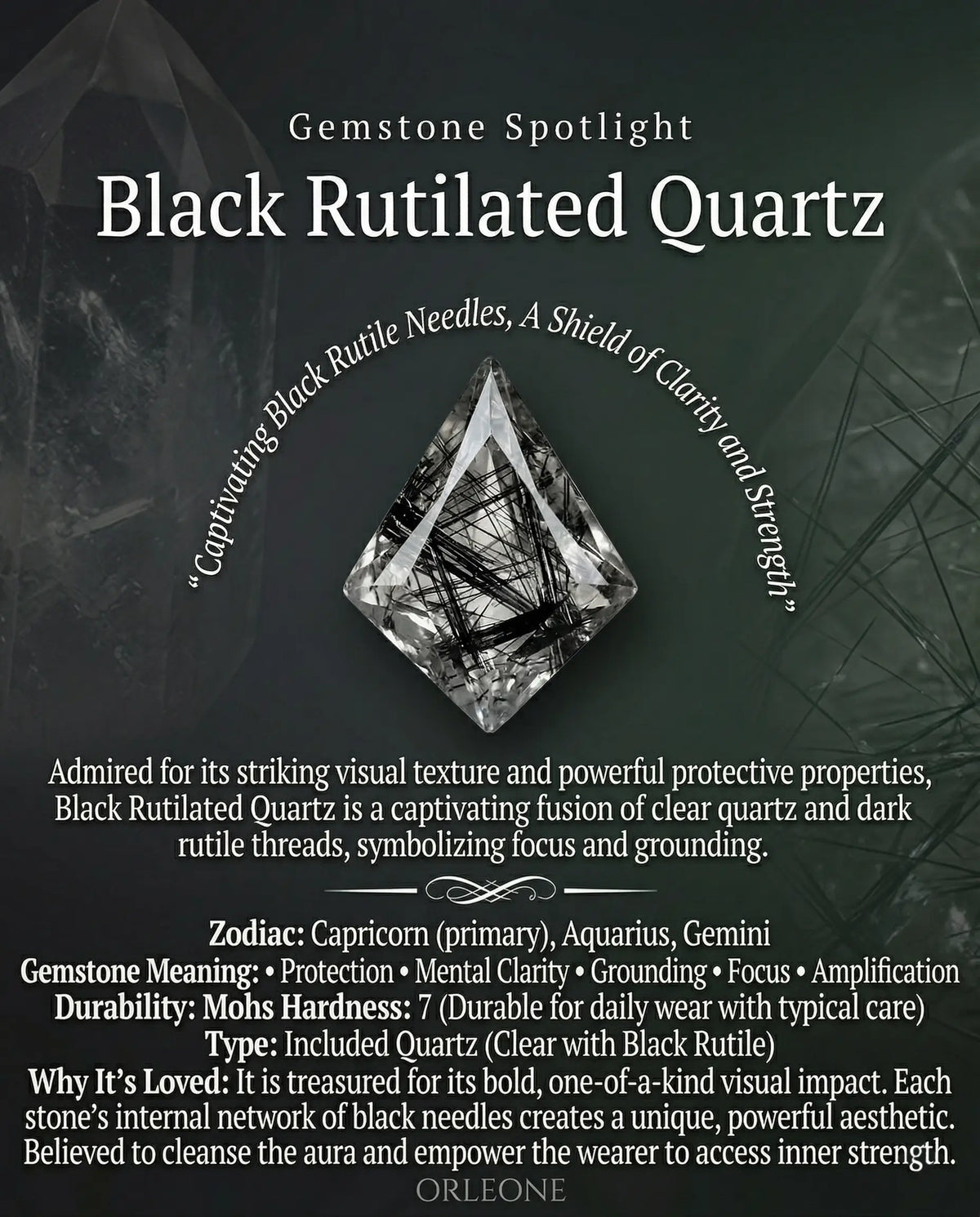 orleone black rutilated quartz gemstone knowledge guide