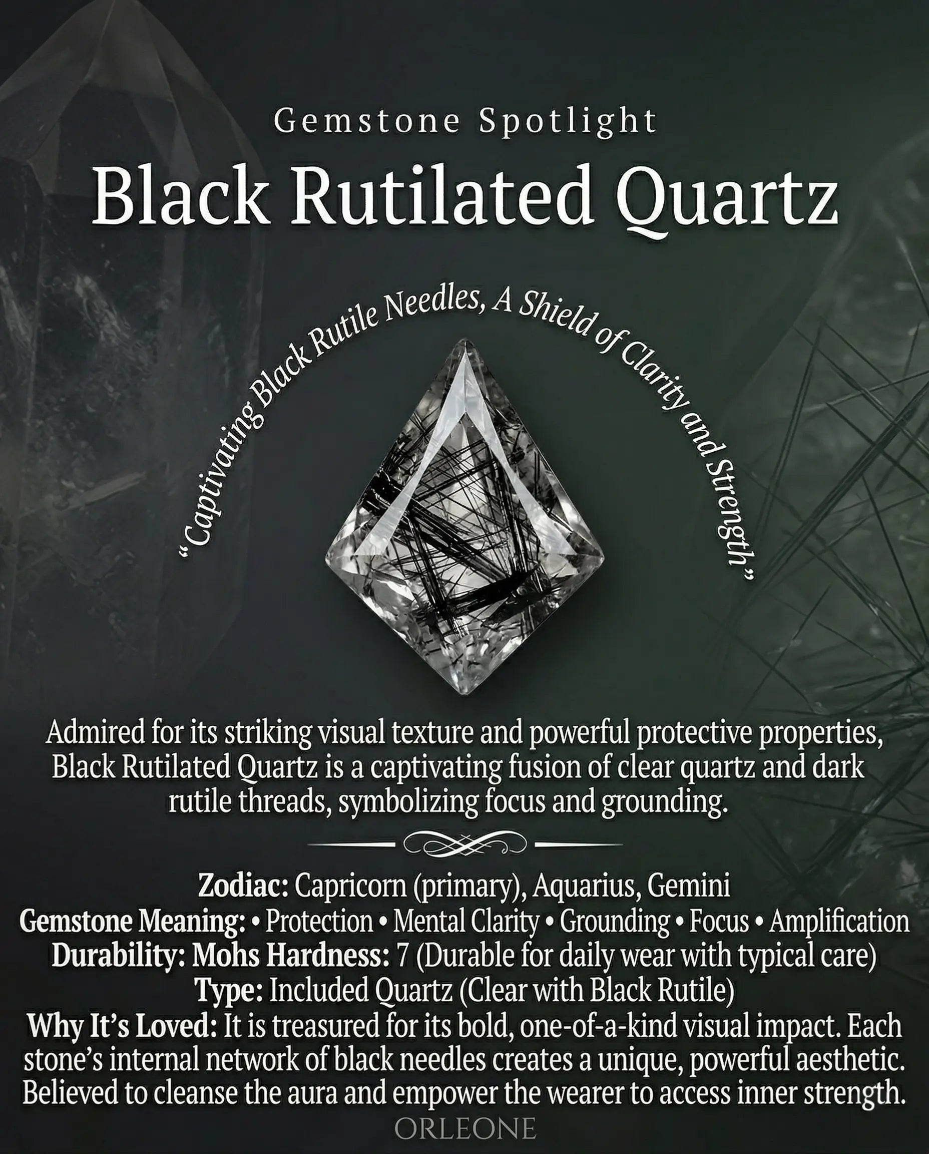 orleone black rutilated quartz gemstone knowledge guide