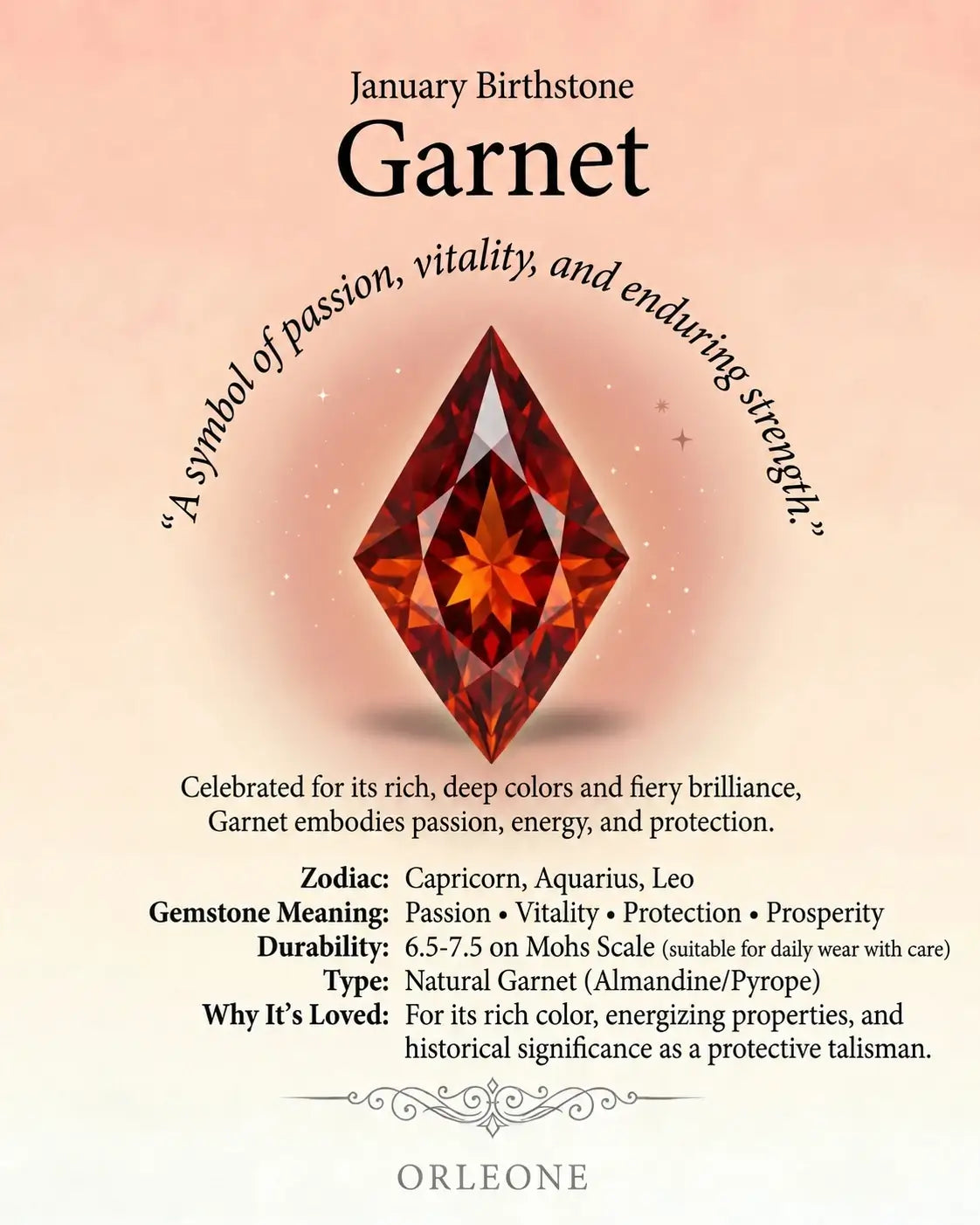 kite cut garnet January birthstone gemston knowledge orleone