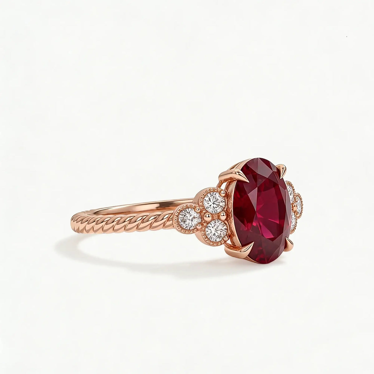 twisted band ruby ring elegant bridal jewelry oval gemstone