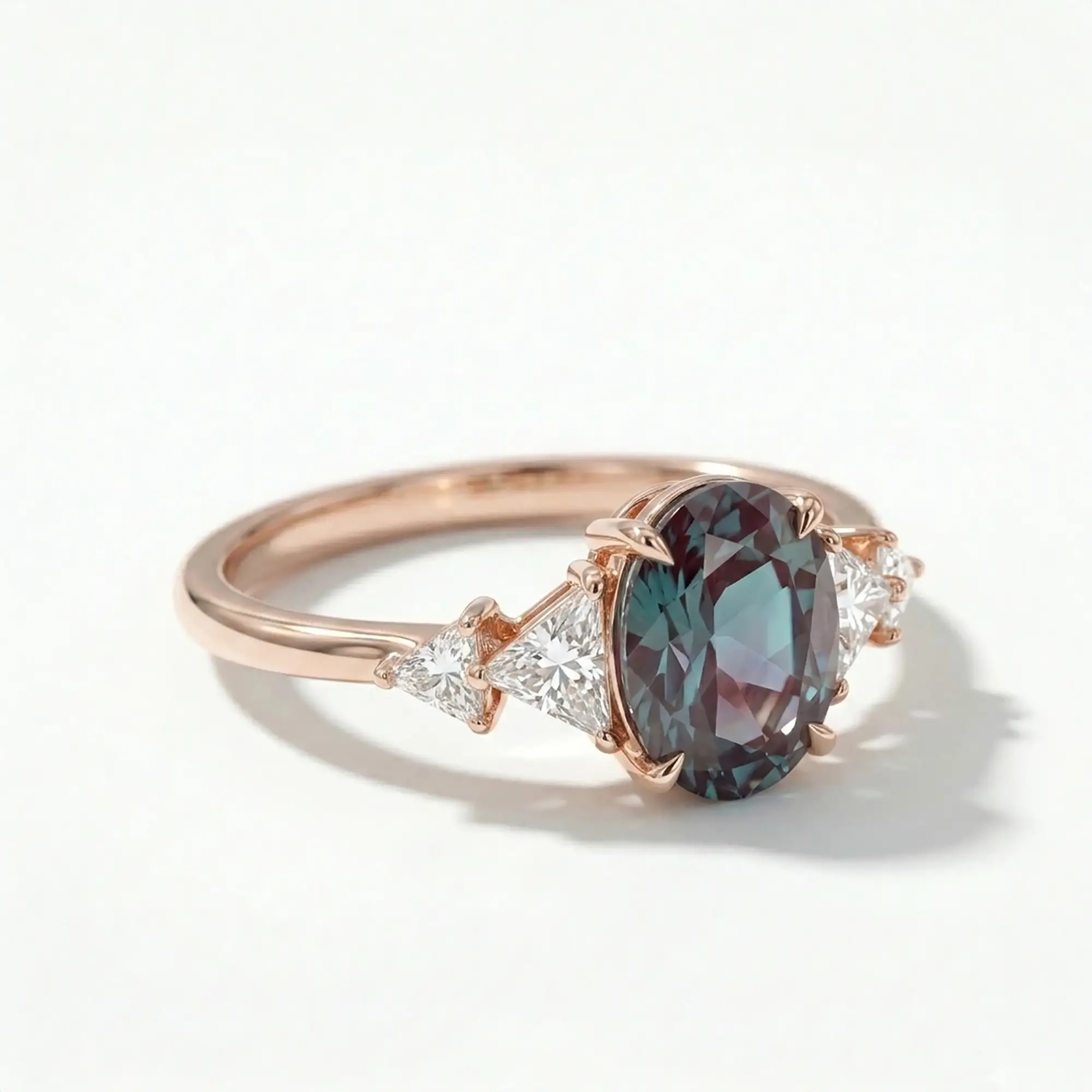 Luxury oval cut alexandrite anniversary ring handcrafted in gold