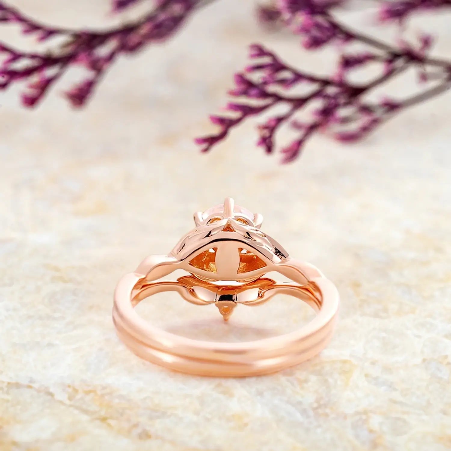 round-moonstone-engagement-ring-set-rose-gold-twisted-infinity-leaf-band-orleone