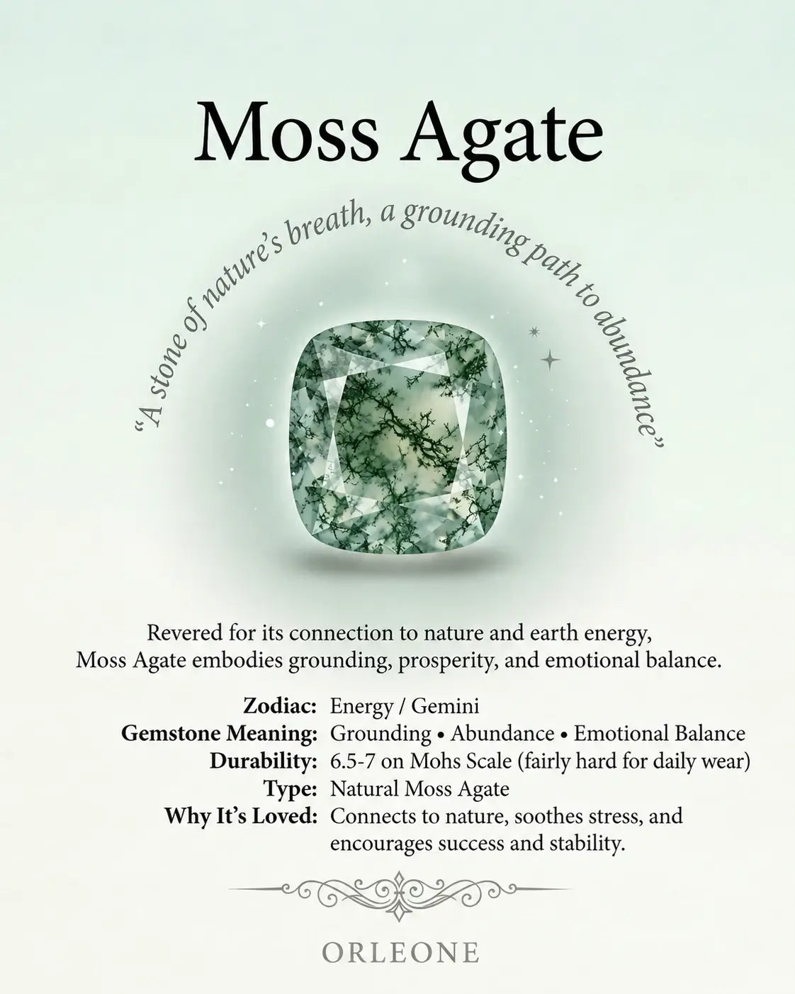cushion cut moss agate gemstone 