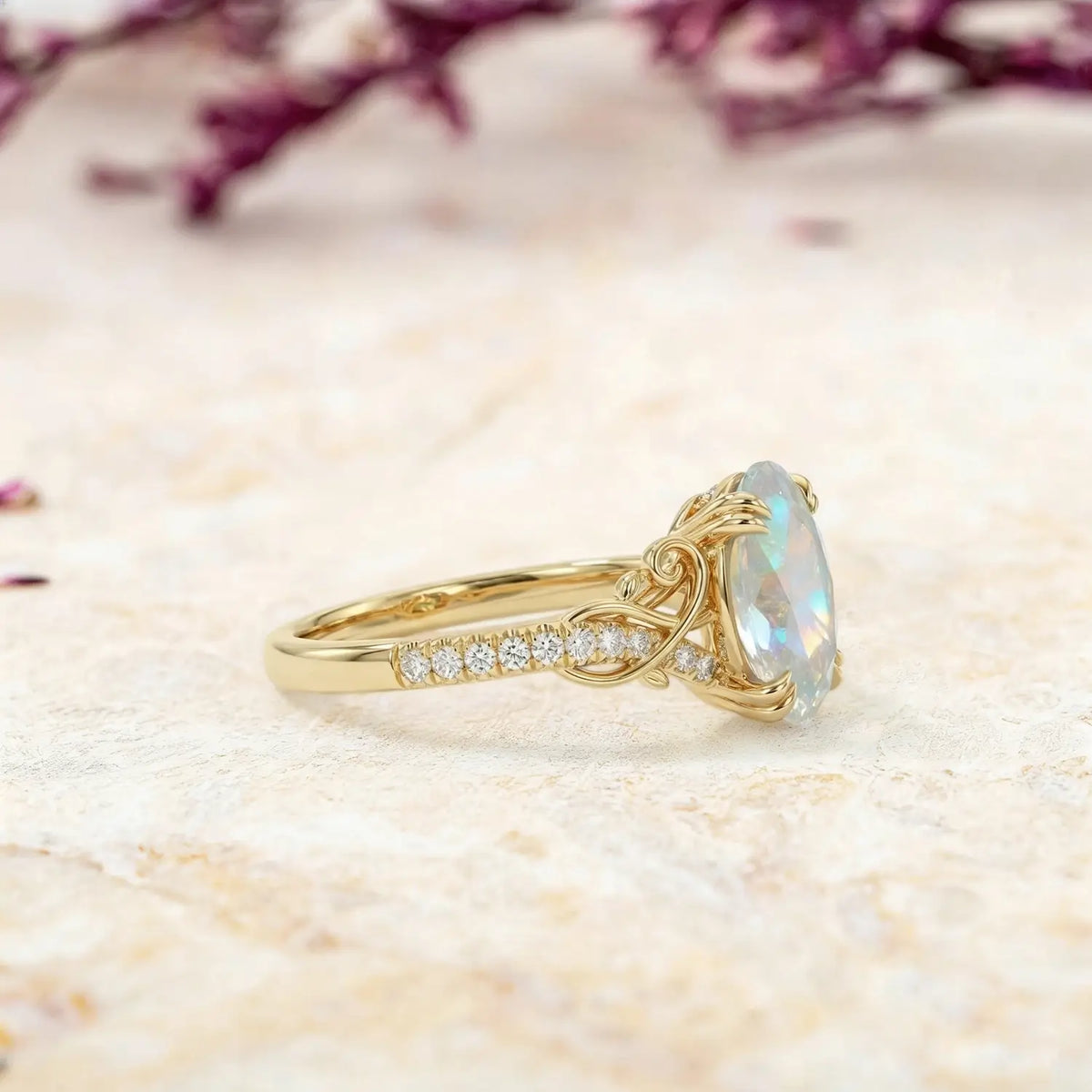 vintage opal ring eagle claw prong vine design handmade