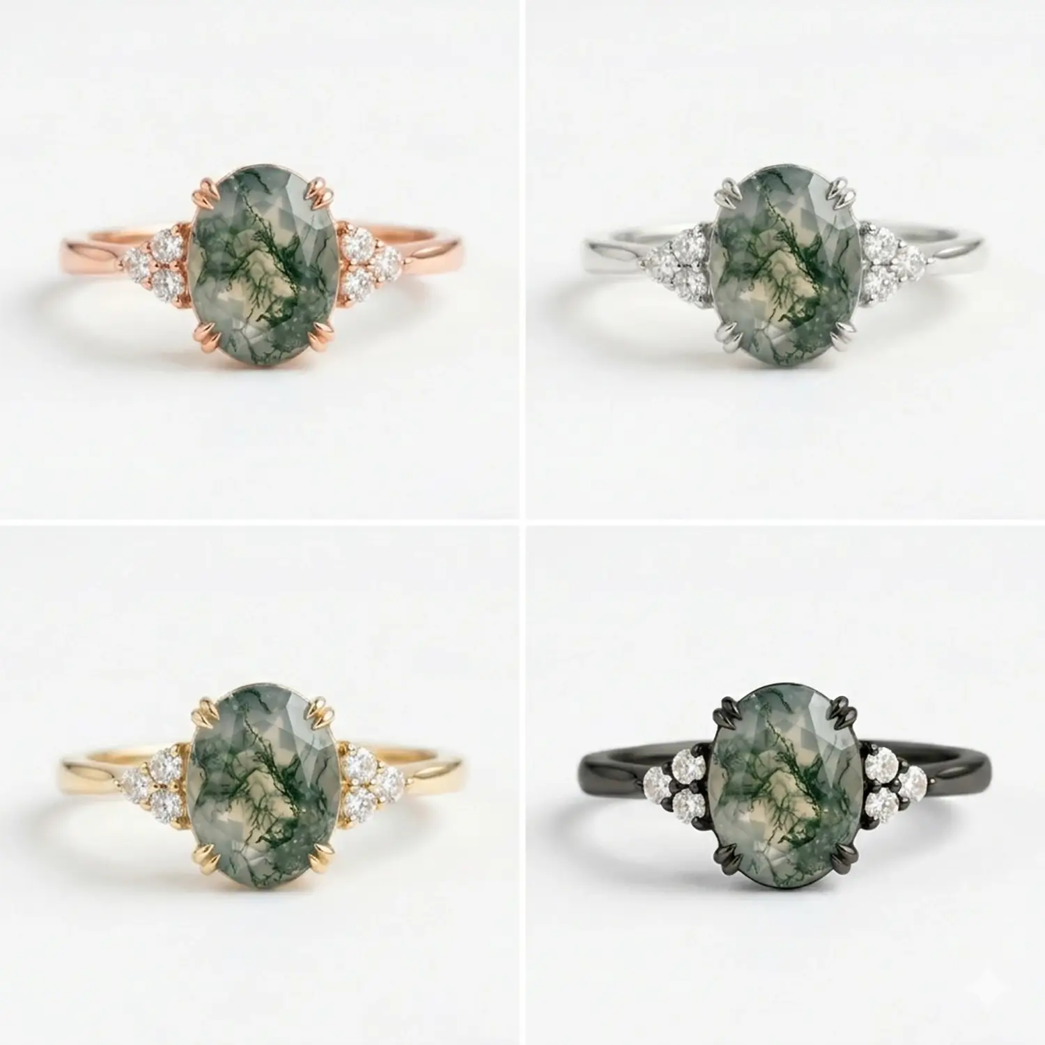 Side view of Aeloria cluster ring highlighting the durable band thickness and light return